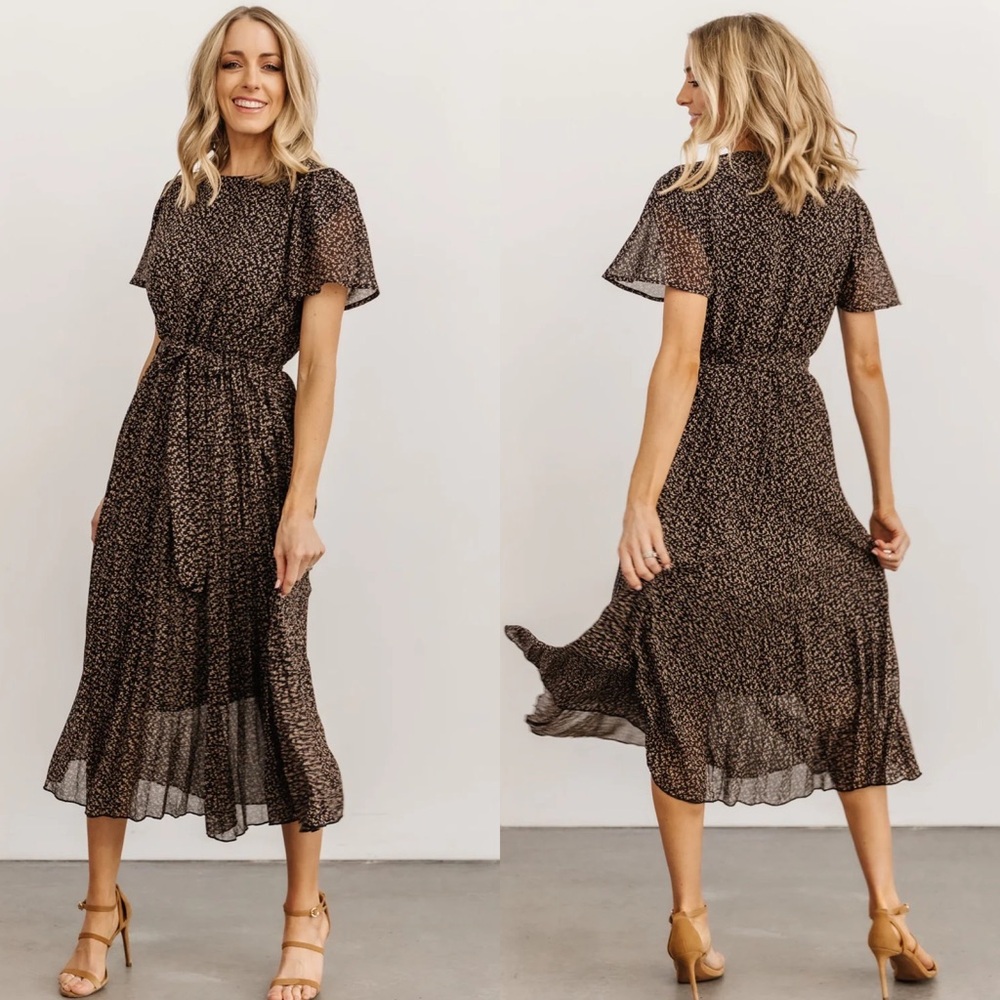 Baltic Born Prim Pleated Dress Black Print worn once tags removed